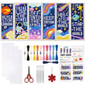 ORIGACH 6 Set Cosmic Space & Quotes Cross Stitch Bookmark Kit - style: Cosmic Space & Inspirational Quotes
