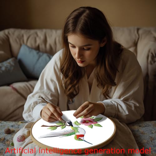 57lilina Embroidery Kit for Beginners, Pack of 3 with Hoop, Threads, Needle - color: Hummingbird