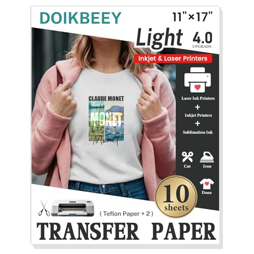 Heat Transfer Paper - 10 Sheets, 11" X 17" Light Iron On Transfer Paper - color: Light(10 Sheets)