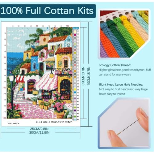 niurenmaoyi Landscape Stamped Cross Stitch Kits for Beginner,12X16In - color: Cross Stitch Kits00617-02