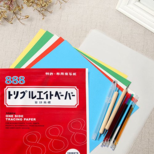 5 Pcs Transfer Paper,Carbon Water-Soluble Tracing Paper 11"×9"，Transfer Pattern on Cloth, Fabric,Canvas，Paper for Home Sewing Cross-Stitch Paint