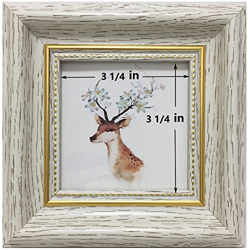 Square Picture Frame 4x4 White (Cream Color) Photo Frame Desktop Display Mount on The Wall. Plastic Panel (not Glass), Plastic Packaging (not Carton Packaging). - color: White, size: 4x4