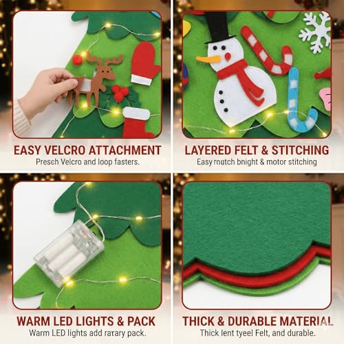 Felt Christmas Tree 32Pcs Set, DIY Wall Hanging Decoration for Kids