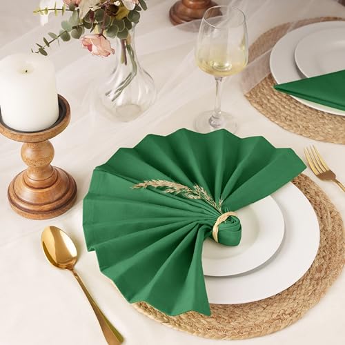 Blue Needles Solid Cloth Napkins 100% Cotton Set of 12-18 x 18 Inches - color: St Patrick's Green, size: 18" x 18" (Set of 12)