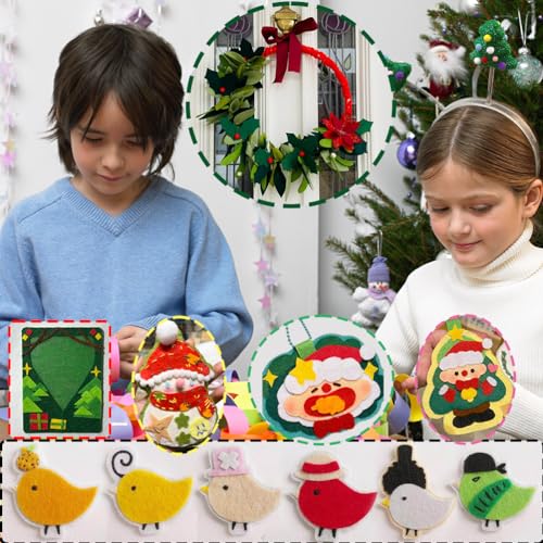 24 Pcs Felt Sheets for Crafts, 8 X 12 Inch Christmas Red Yellow White Fabric, 1mm Thick A4 Stiff Sheets for Patchwork - color: Christmas Series