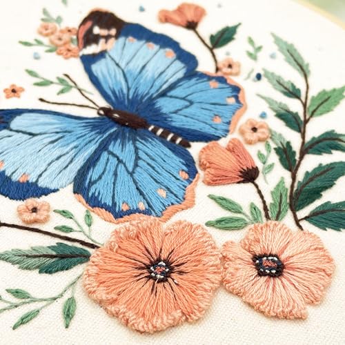 Silentsea Blue Butterfly Embroidery Kit for Adults - color: Butterfly