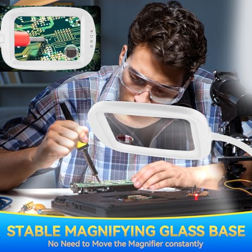 30X 10X Extra Large Floor Magnifying Glass with Light and Stand - color: White