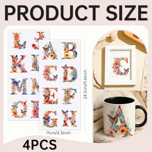 32 PCS Butterfly Alphabet Sublimation UV DTF Cup Wrap Stickers - style: Butterfly alphabet sublimation