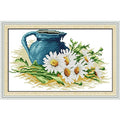 ITSTITCH Stamped Cross Stitch Kits for Adult-Full Set The Pottery and Daisy Patterns Embroidery,Needlepoint Starter Kits 11ct 3 Strands-17.7x11 inch - color: The pottery and daisy ,17.7x11 inch