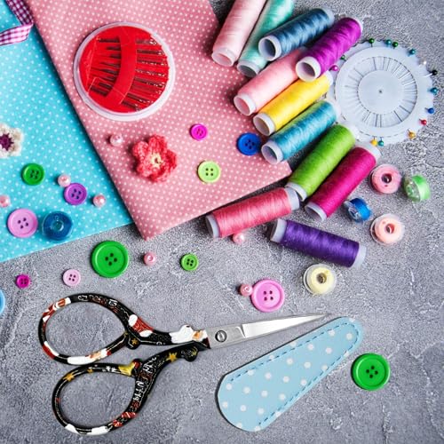 Small Sharp 3.6 inch Sewing Scissors with Leather Sheath Crafts Needlework - color: Black Christmas