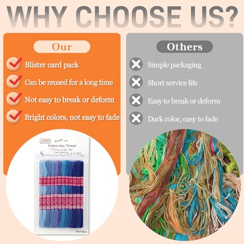 12 Skeins Blue Embroidery Thread, Embroidery Floss for Bracelets - color: Blue Series
