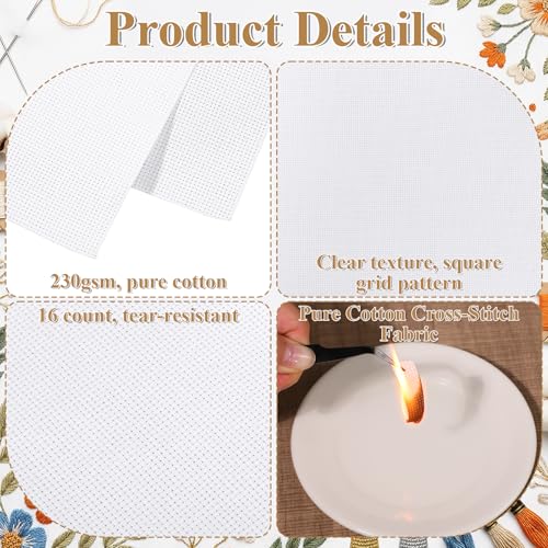 16 Count Aida Cloth Cross Stitch, White Cross Stitch Fabric, Classic Reserve Cross-Stitch Aida Cloth White Cross-Stitch Canvas for Embroidery, 39 inch by 62 inch