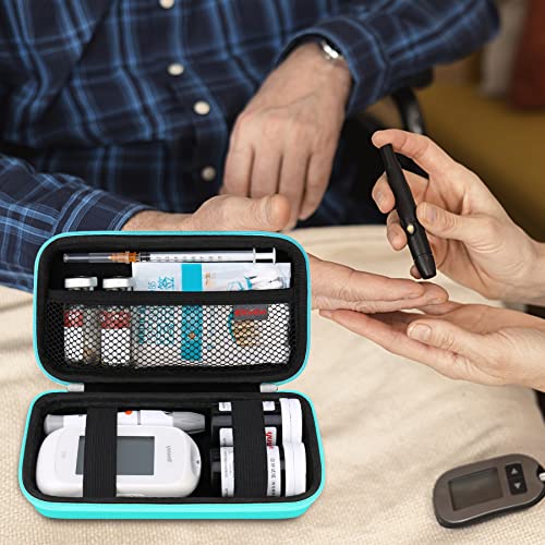 Elonbo Diabetic Supplies Travel Case for Glucose Meter Diabetes Testing Kit - color: Green