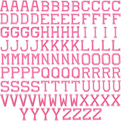 Boao 104 Pcs Iron on Letters Patches for Fabric,Pink - color: Pink