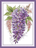 CaptainCrafts Cross Stitch Kits Snowman Counted Unprinted Fabric Cross Stitching DIY Needlecrafts Embroidery Kit for Adults Beginner (White, Wisteria Flowers) - color: Wisteria flowers, style: White