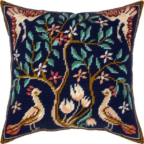 Brvsk Tapestry Needlepoint Kit for Adults and Beginners — Birds 16″ × 16″ with Clear, Precise Printed Design on Cotton Canvas; Includes 2 Needles, Yarn, and Easy-Read Chart - color: Birds