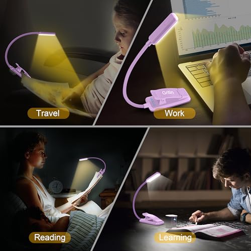 Gritin 9 LED Rechargeable Book Light for Reading in Bed - color: Purple