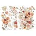 Joeyan Boho Bouquets Rub On Transfers for Furniture and Crafts,12''x18'' - style: Boho Bouquets
