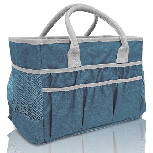 Cupohus Water-Resistant Art Organizer Tote Bag - Craft Storage Bag with Multiple Pockets and Handles for Artists, Kids, Students, and More – DarkGreen - color: DarkGreen