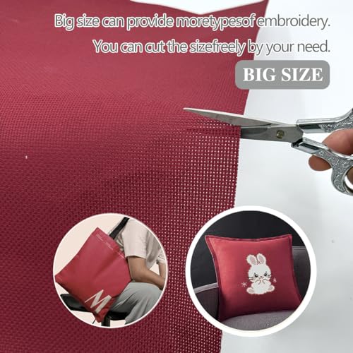 Aida Cloth 14 Count Cross Stitch Fabric Cross Stitch Aida Cloth for Embroidery and Needlework (Wine red, 30 * 39inch) - color: Wine Red
