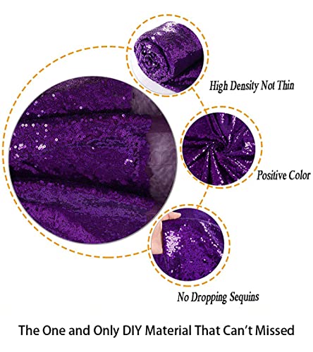 ShiDianYi 15 Feet Purple Sequin Fabric - 5 Yards Glitter Mesh Material for Dress, Backdrop - color: Purple, size: 5 Yard