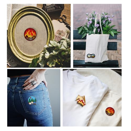 4 Sheets Water Soluble Embroidery Stabilizers 11.69x8.27 Inches Camping Themed Stick and Stitch Embroidery Paper Adhesive Embroidery Transfer Paper for Shirts Coats Bags - style: Camping