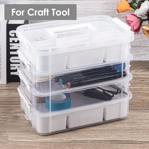 CraftGenes Craft Organizer, 4 Tier Storage Box with Removable Trays, White - color: White