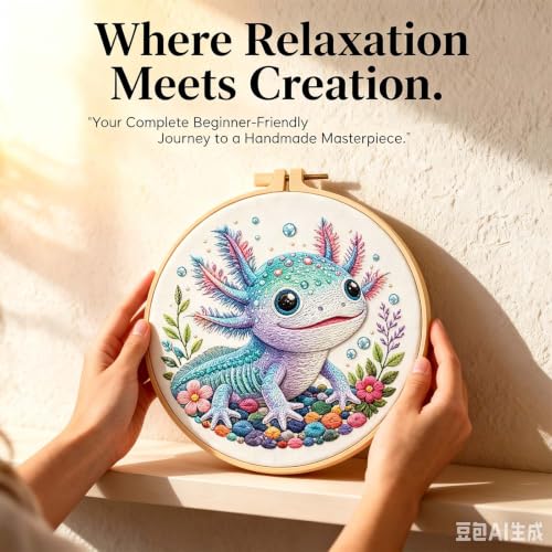 niurenmaoyi Axolotl Embroidery Kit for Adults,Needlepoint Kit - color: Embroidery Kits-0621-05