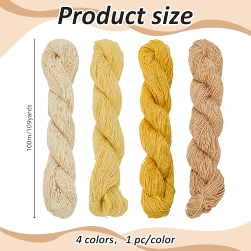 FREEBLOSS 4 Pcs Sashiko Thread 100M x 4 Colors Cotton Embroidery Floss 3 Stranded Yellow Embroidery Threads Japanese Quilting & Sewing Thread for Sashiko Kit Supplies - color: Yellow