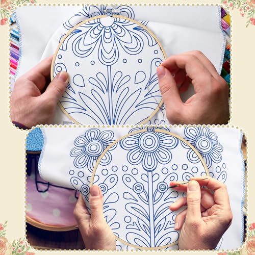 Tioncy 8 Sets Mexican Flower Embroidery Napkins DIY Craft Kit - style: Flower