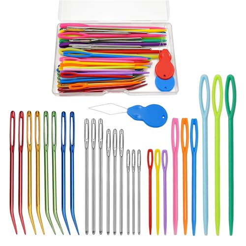 DeliaVo 49 Pcs Assorted Yarn Needles,Tapestry & Darning Needles for Yarn - color: Colorful 49Pcs