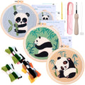 Punch Needle Kit for Adults Beginners - 3 Sets DIY Embroidery Starter Kit - color: 12-panda