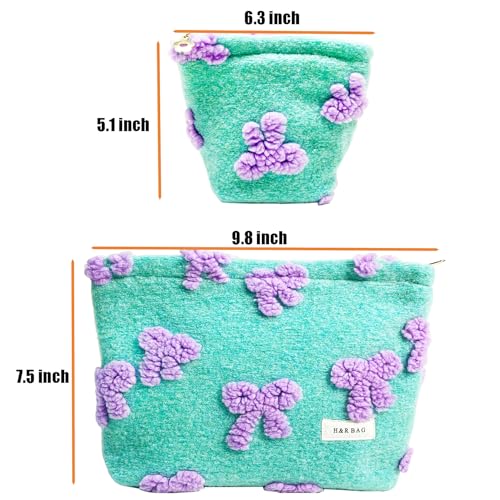 getgto 2 Pcs Makeup Bags, Large Cosmetic Bag Travel Toiletry Bag - color: Girly green