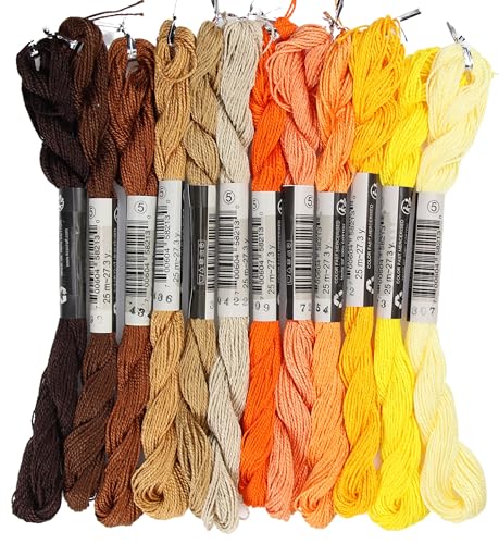 KCS 328 Yards(300 Meters) Mercerized Pearl Cotton Crochet Needlepoint Thread,Size 5, 12 skeins,Mixed Color 05 - color: 12color05, size: 12 skeins