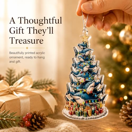 Shark Tree Funny Christmas Ornaments - color: Shark Tree