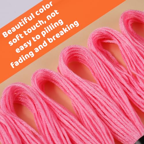 14 Skeins Pink Cotton Embroidery Floss, Friendship Bracelet String - color: Pink