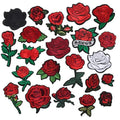 28 Pcs Rose Iron on Patches Flower Embroidery Applique Patches for Clothing - color: 28PCS Rose