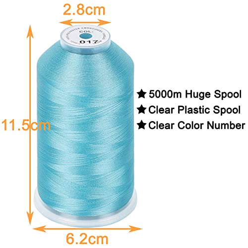 New brothread 2 Huge Spools Embroidery Machine Thread -Light Blue - color: Light Blue-017