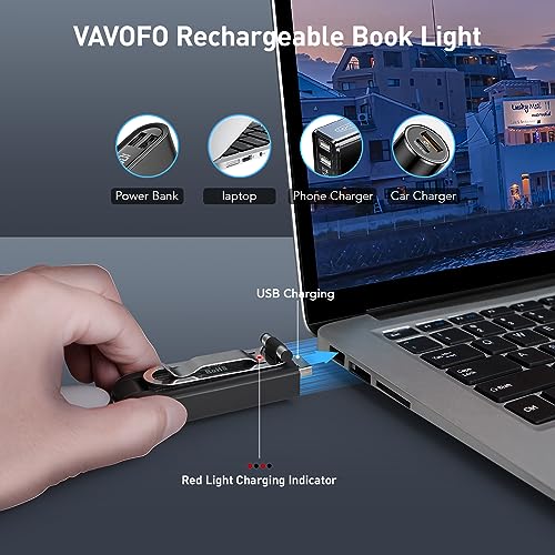 VAVOFO USB Rechargeable Book Light, Bookmark Clip on LED Reading Light - color: Gray