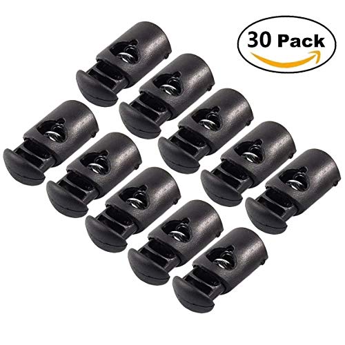 30Pcs Black Cord Locks, Stop Plastic End Single Hole Spring Loaded Toggle Clamp Slider Draw String Stopper Clips Clothing Sewing Cinch Tight Bag Climbing - size: 30pcs