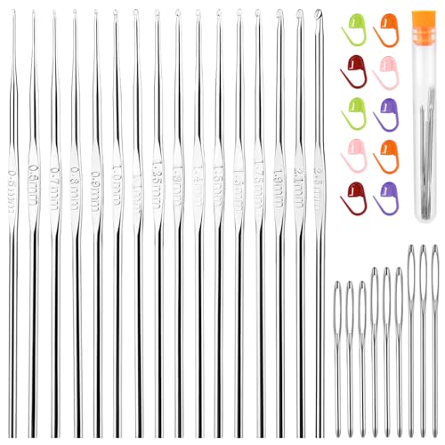 16 Pcs Lace Crochet Hooks Set, 0.5mm-2.5mm Small Crochet Hooks - size: 33 PCS
