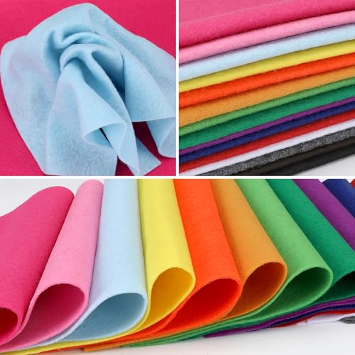 Thin Felt Fabric Sheets, Assorted Colors Soft Felt Sheets for Crafts DIY Patchwork Sewing Projects Decoration (Soft 15 Colors, 8×12 inches) - color: Soft 15 Colors, size: 8 x 12 inches