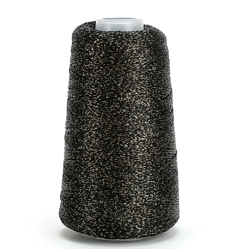 Metallic Crochet Thread, 80g Lurex Yarn for Charms(Black Gold) - color: Black Gold
