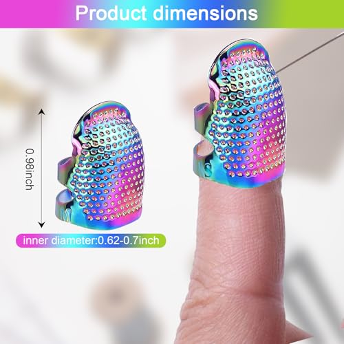 1 Pcs Adjustable Metal Sewing Thimble Finger Protector Open Top Ring Thimble Fingertip Shield for Quilting Embroidery Hand Sewing Tool(Colorful, M) - color: Colorful|M