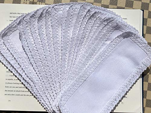 20 Pieces of Book Marker Cross Stitch，net 30x105 aida 100% Cotton 14ct aida with Cotton lace Edge,DIY Blank Book Marker,lace Cross Stitch Book Markers