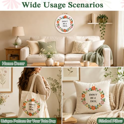 Louise Maelys Funny Quote Embroidery Kit for Beginners, Floral DIY Craft - color: Funny Quote