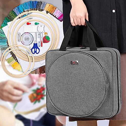 LoDrid Embroidery Kit, Embroidery Project Bag with Embroidery Kit, Gray - color: Gray