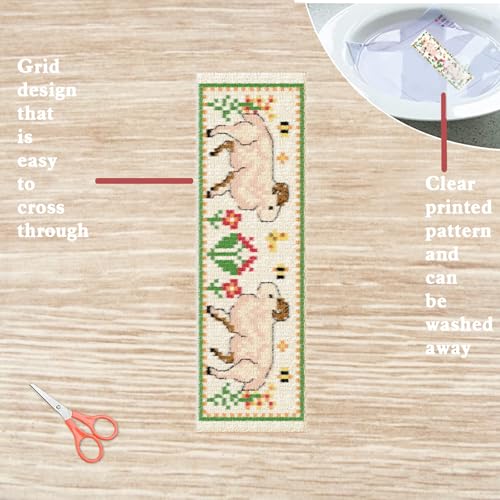FREEBLOSS 6 Set Cross Stitch Bookmark Kits Farm Animal Stamped Cross Stitch Kit DIY Embroidery Bookmarks Kit for Beginners with Instructions 6x20cm/8x2.4inch - style: Farm Animals