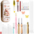 HYINUS 43Pcs Punch Needle Kit for Adult Beginners, Adjustable Punch Needle Tool with Different Size Needles & Capybara Storage Case, Wooden Handle Embroidery Pen Set for Gifts, Decor & DIY Craft