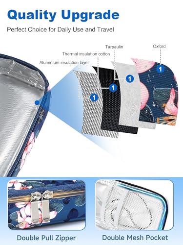 Insulin Cooler Travel Case for Diabetic Supplies, Pen & Vial Temperature Display Medication Cooling Bag with Ice Brick, TSA Approved Refrigerated Travel Organizer for Peptide, GLP-1 (Magnolia) - color: Magnolia